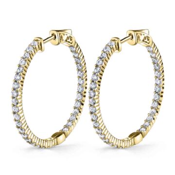 White Gold Classic Pave Diamond Hoop Earrings - 44MM - 3 CT