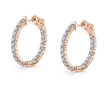 White Gold Classic Diamond Hoop Earrings - 24MM - 2 CT