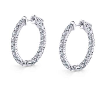 white gold classic diamond hoop earrings