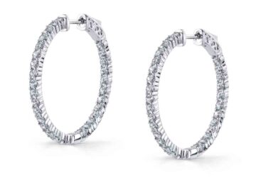 white gold classic diamond hoop earrings