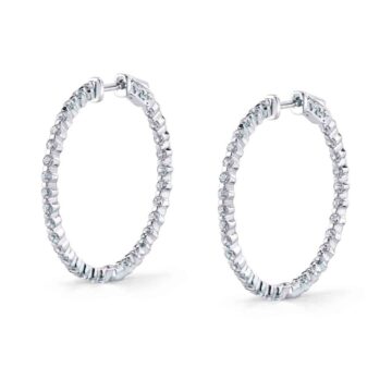 white gold classic diamond hoop earrings