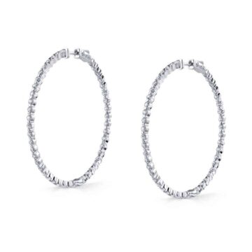 white gold single prong diamond hoop earrings