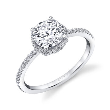 Round Cut Classic Spiral Hidden Halo Engagement Ring - Bristol