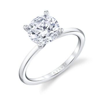 White Gold Round Cut Solitaire Engagement Ring - Sutton