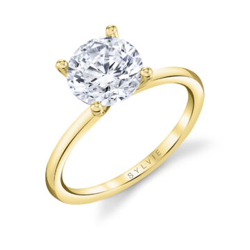 White Gold Round Cut Solitaire Engagement Ring - Sutton