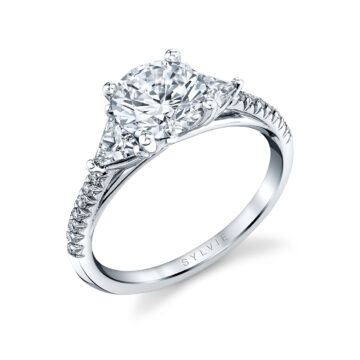 Round Cut Classic Three Stone Engagement Ring - Loretta