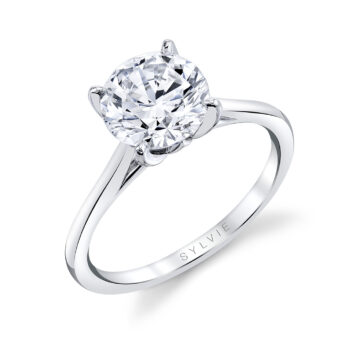 white gold solitaire petal prong engagement ring