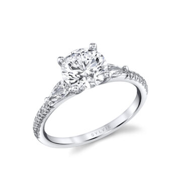 Round Cut Classic Three Stone Engagement Ring - Lorena