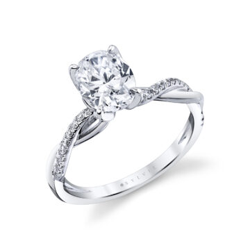 White Gold Tulira Spiral Diamond Petal Prong Engagement Ring - Ione