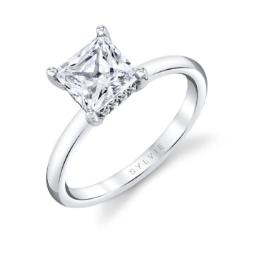 White Gold Princess Cut Solitaire Engagement Ring - Joanna