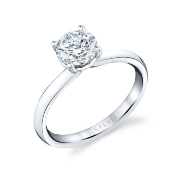 White Gold Round Cut Solitaire Engagement Ring - Hestia