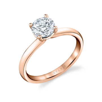 White Gold Round Cut Solitaire Engagement Ring - Hestia