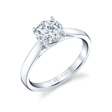 White Gold Round Cut Solitaire Engagement Ring - Allison