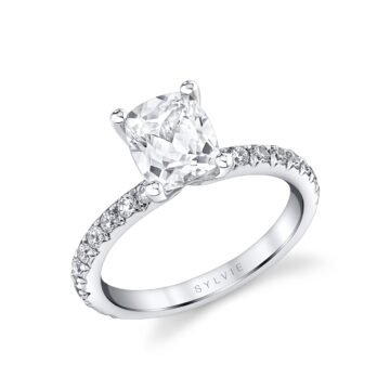 White Gold Cushion Cut Classic Engagement Ring - Vanessa