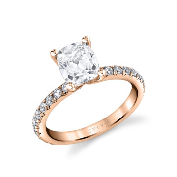 White Gold Cushion Cut Classic Engagement Ring - Vanessa