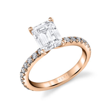 White Gold Emerald Cut Classic Engagement Ring - Vanessa