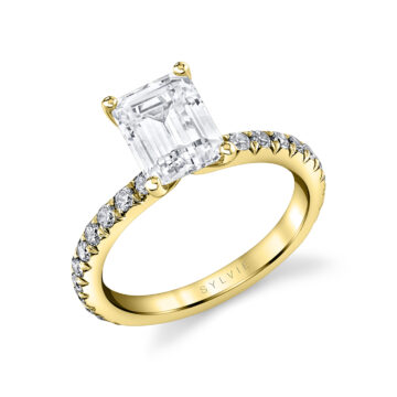 White Gold Emerald Cut Classic Engagement Ring - Vanessa