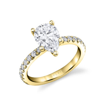 White Gold Pear Cut Classic Engagement Ring - Vanessa