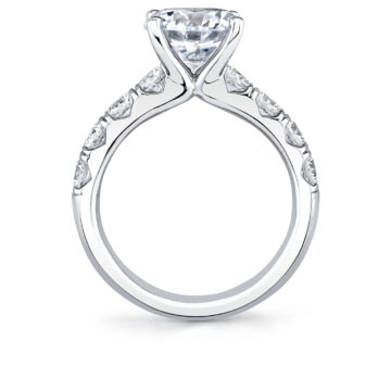 White Gold Round Cut Thick Band Classic Engagement Ring - Dariana