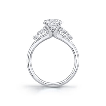 White Gold Round Cut Multi Side Stone Engagement Ring - Daria