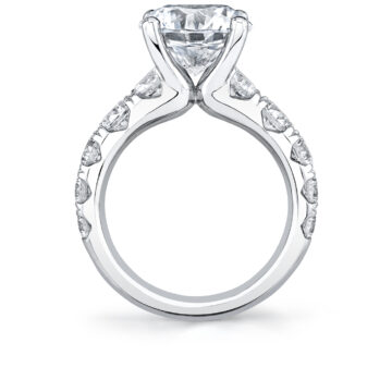 White Gold Round Cut Thick Classic Engagement Ring - Darlene