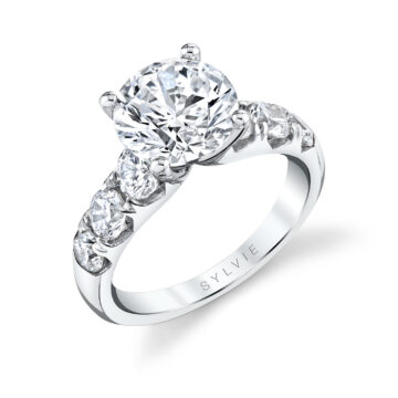 Round Cut Thick Classic Engagement Ring - Davina