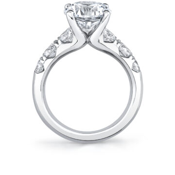 White Gold Round Cut Thick Classic Engagement Ring - Davina