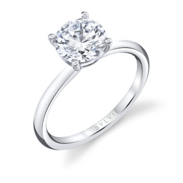 White Gold Round Cut Solitaire Engagement Ring - Blake