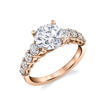 White Gold Round Cut Thick Classic Engagement Ring - Colbie