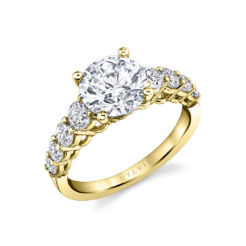 White Gold Round Cut Thick Classic Engagement Ring - Colbie