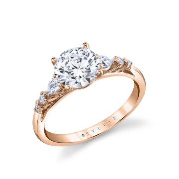 White Gold Round Cut Multi Side Stone Engagement Ring - Galena