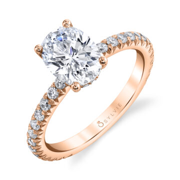 White Gold Oval Cut Classic Hidden Halo Engagement Ring - Perri