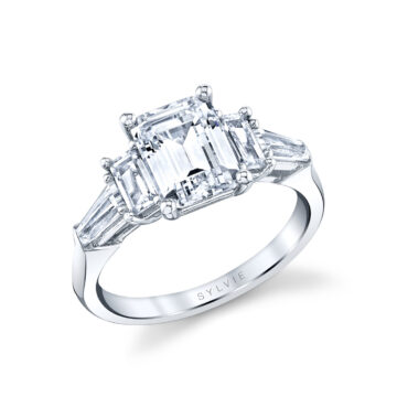 White Gold Emerald Cut Five Stone Engagement Ring - Bree