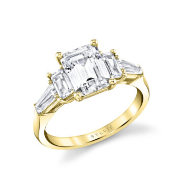 White Gold Emerald Cut Five Stone Engagement Ring - Bree