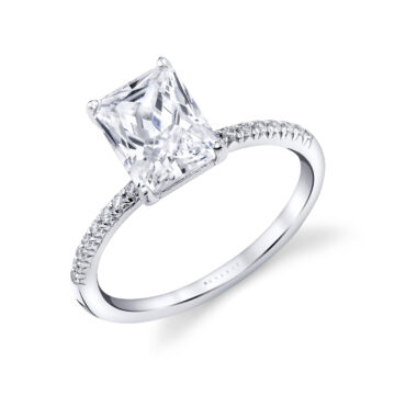 White Gold Radiant Cut Classic Engagement Ring - Roux