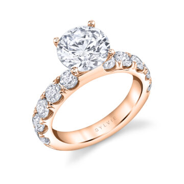 White Gold Round Cut Classic Engagement Ring - Octavie