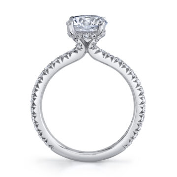 White Gold Round Cut Classic Hidden Halo Engagement Ring - Perri