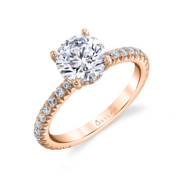 White Gold Round Cut Classic Hidden Halo Engagement Ring - Perri