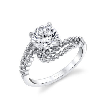 White Gold Tulira Double Crossover Engagement Ring - River