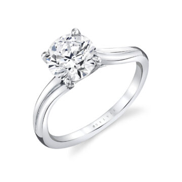 White Gold Tulira Solitaire Vine Engagement Ring - Acacia