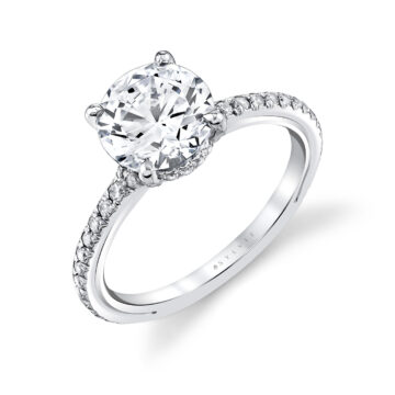 White Gold Iconelle Hidden Halo Engagement Ring - Reign