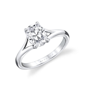 White Gold Iconelle Solitaire Shell Taper Engagement Ring - Vera