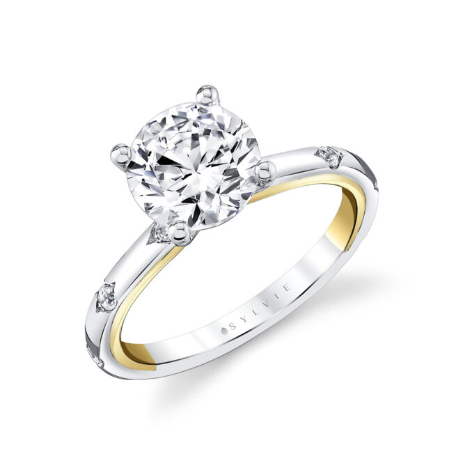 two tone flush set wedding ring