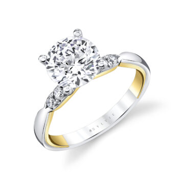 Yellow Gold Iconelle Quarterway Pinch Two Tone Engagement Ring - Corinne