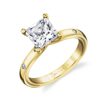 White Gold Iconelle Flush Set Princess Engagement Ring - Elizabeth