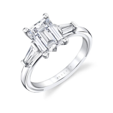 White Gold Iconelle Solitaire Three Stone Engagement Ring - Evelyn