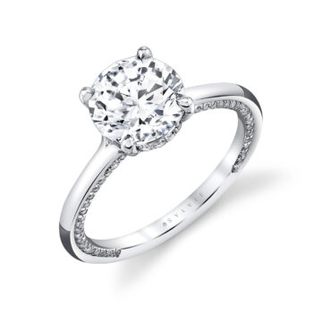 White Gold Iconelle Solitaire Hidden Halo Engagement Ring - Tilda