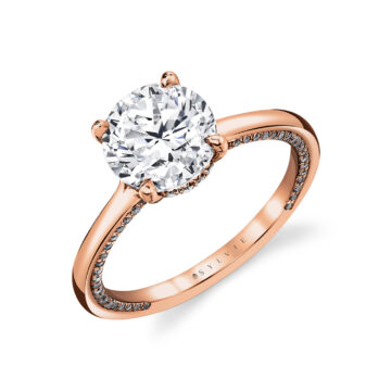 White Gold Iconelle Solitaire Hidden Halo Engagement Ring - Tilda