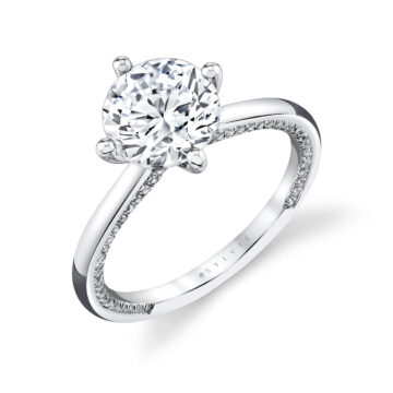 White Gold Iconelle Solitaire Compass Set Engagement Ring - Kate