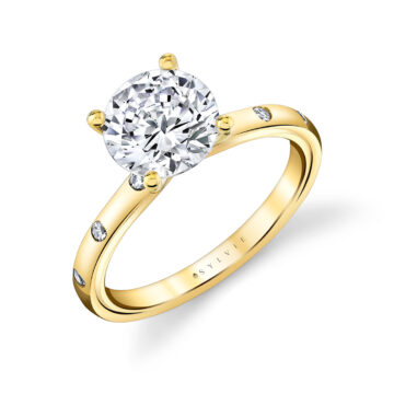 Yellow Gold Iconelle Flush Set Round Engagement Ring - Sedona